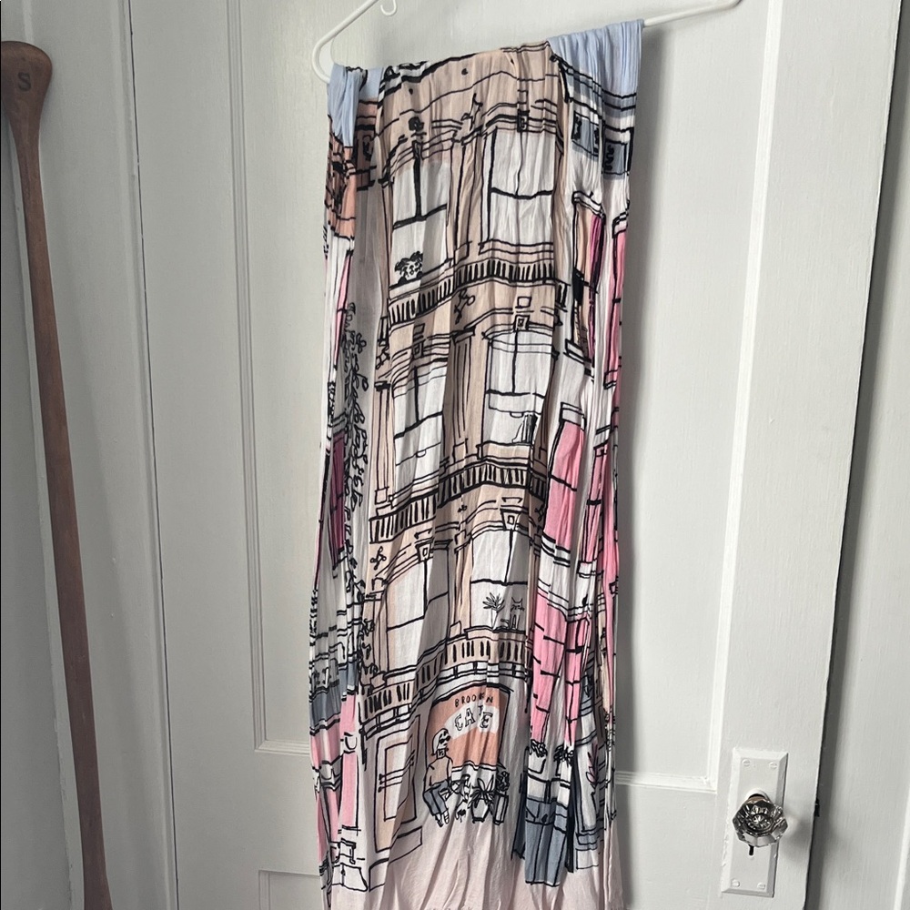 Kate Spade scarf Chic Cityscape Print Scarf in Pink and Cream 76” x 26”